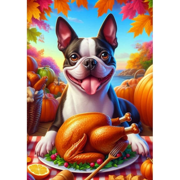 Boston Terrier-  Best of Breed DCR Thanksgiving Garden Flag 12" x 17"