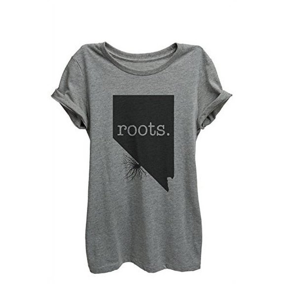 Home Roots State Nevada Womens Relaxed T-Shirt Tee Heather Grey - Large