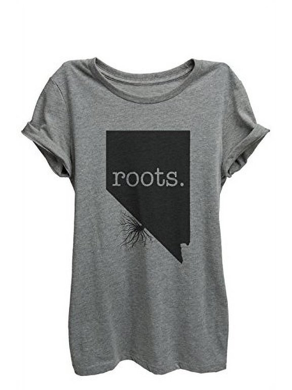 Home Roots State Nevada Womens Relaxed T-Shirt Tee Heather Grey - Medium