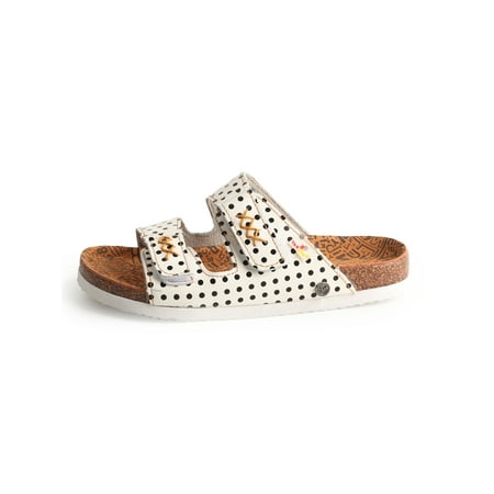 

TMA EYES Women s hand stitching Open Toe Footbed Sandals Fashion polka dot leather Casual Slippers
