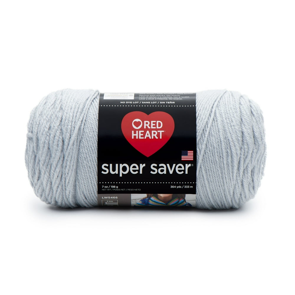 Red Heart Super Saver Yarn, Light Grey, 7oz(198g), Medium, Acrylic