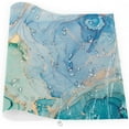 thumbnail image 5 of Turquoise Teal Placemats Set of 6, Marble Placemats, Vinyl Dining Teal Placemats Washable, Square Table Mats Set 17.5 x11.6 Inch, Heat Resistant Mats for Home Kitchen Holiday Decoration, 5 of 6