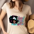 thumbnail image 4 of Scrubs Coffee and Messy Buns T-Shirt | Nurse Afro Hair Graphic Tee, Navy, Size L, 4 of 6