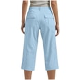 thumbnail image 7 of ZQUUVOU Women's Capri Pants Elastic Waist Straight Leg Casual Stretchy Dress Business Lounge Cropped Work Pants with Pockets Light Blue, 7 of 7