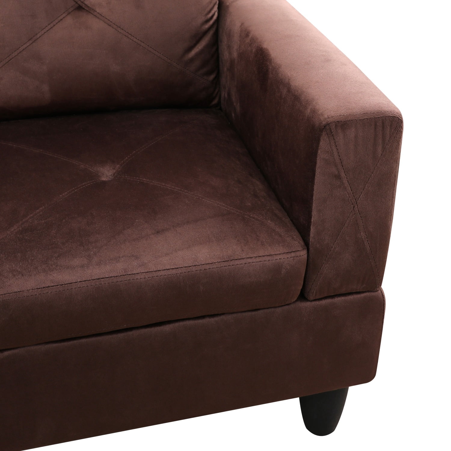 Hommoo Sofa Set,Classic L-Shaped Design with Right Armrest for Living Room,Microfiber Living Room Sofa Set,Brown