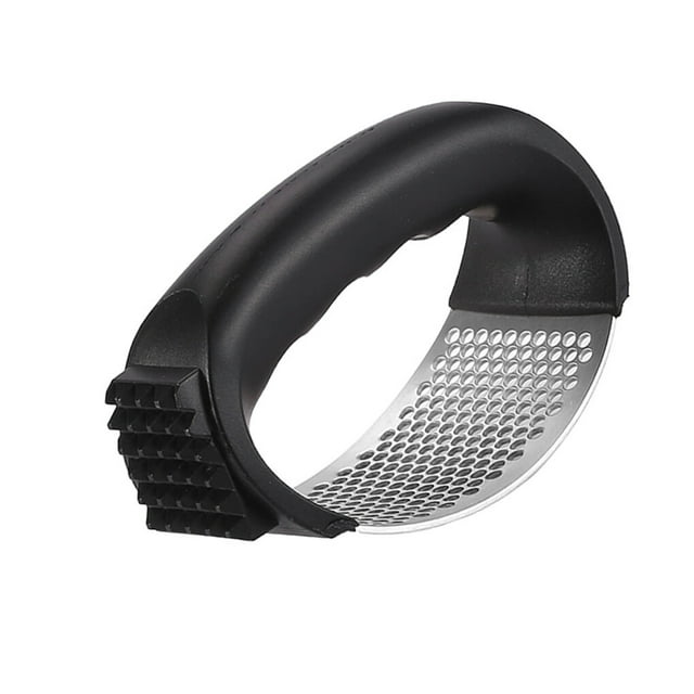 Unatoiry Stainless Steel Garlic Press 2 in 1 Multi-function Masher Manual Crusher Mincer Black 1Set