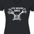 thumbnail image 4 of Inktastic Life Behind Bars Motorcycle Women's V-Neck T-Shirt, 4 of 5