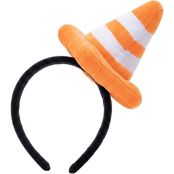 Hfppkn Plush Traffic Cone Headband Funny Roadblock Hair Hoop Orange 20cm