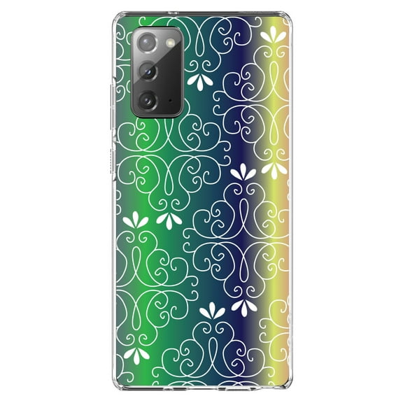 DistinctInk Clear Shockproof Hybrid Case for Galaxy Note 20 ULTRA (6.9" Screen) - TPU Bumper, Acrylic Back, Tempered Glass Screen Protector - Purple Green Blue Yellow Pink Gradient
