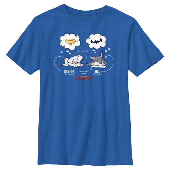 Boy's DC League of Super-Pets Cartoon Krypto and Ace Dreams  Graphic Tee Royal Blue Medium