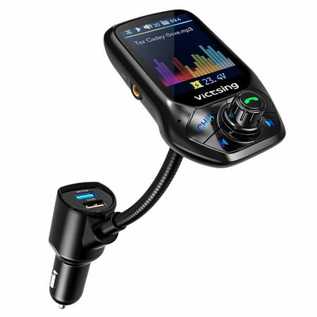 Bluetooth FM Transmitter, 1.8” Color Screen Radio Adapter for Car Handsfree Calling, 3 USB Port with QC3.0 Fast Charge, Auto Frequency Tuning, 5 EQ Modes Support U Disk/TF