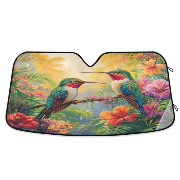 ALAZA Hummingbird Lily Flower Windshield Sun Shade Car Foldable Sun Visor Block UV Rays Protector 55"x27.6"