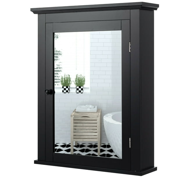 Gymax Bathroom Mirror Cabinet Wall Mounted Adjustable Shelf Medicine