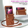 thumbnail image 4 of for Motorola Razr+ (2023) Case, Motorola Razr 40 Ultra Case, Crossbody Strap Leather Wallet Case with Credit Card Holder Slots TPU Bumper Case for Motorola razr+ 2023 /Razr 40 Ultra, Brown, 4 of 7