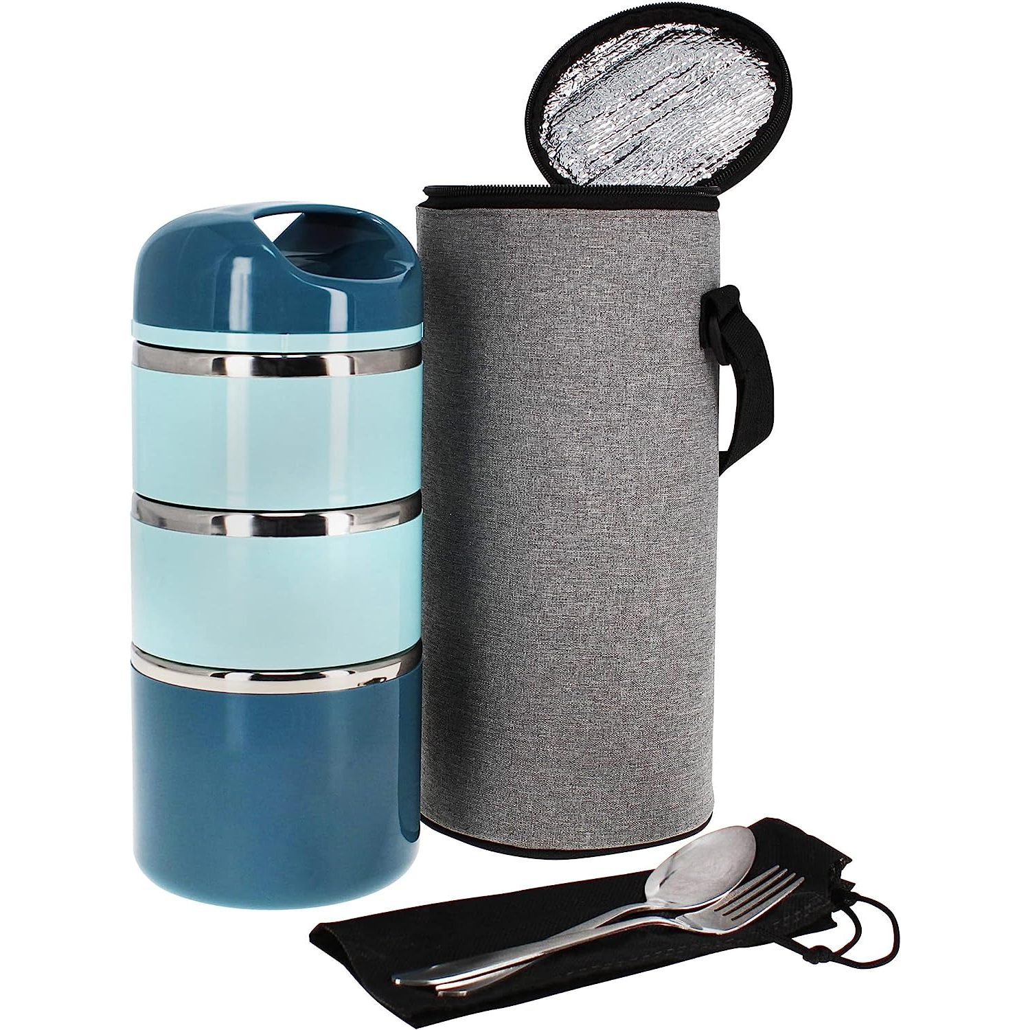 HElectQRIN Insulated Lunch Box Containers 43 oz Capacity 3 Tier