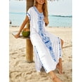 thumbnail image 4 of Bsubseach Kaftan Dress for Women V Neck Short Sleeve Beach Long Swimsuit Cover Up, One Size, 100% Rayon, 4 of 5