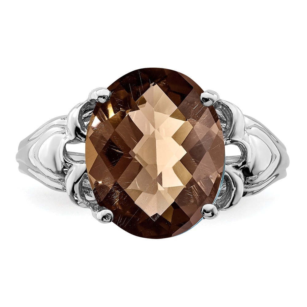 925 Sterling Silver Rhodium Plated Smoky Quartz Engagement Ring Size 7 For  Women (4.55ct)