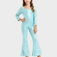 thumbnail image 3 of uublik Jumpsuit Girl Sequins Long Sleeves Round Neck Trousers Flared Pants Party Festival Clothes Size 2T-17 Sky Blue, 3 of 4
