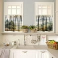 thumbnail image 2 of Forest Kitchen Valance Curtain, Watercolor Style Nature Woodland Green Forest Mountain Plant Pattern Window Treatment Rod Pocket Drapes for Bedroom Office Living Room Cafe Decor 54x18inch, 2 of 5