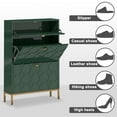 thumbnail image 5 of Boyel Living Shoe Cabinet w/ 2 Flip Drawers, Modern 24 Pair Entryway Shoe Rack Organizer, Freestanding Wooden Shoe Storage Cabinet for Entryway, Green, 5 of 10