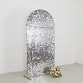 thumbnail image 5 of BalsaCircle 7 ft Silver Fitted Sparkly Big Payette Sequin Round Top Wedding Arch Backdrop Stand Cover Party Events Decorations, 5 of 8