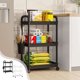thumbnail image 1 of Carrito de almacenamiento rodante de 3 niveles con ruedas, organizador móvil, estante para cocina, baño, carrito de piso, blanco y negro, 1 paquete Yulucky, 1 of 9