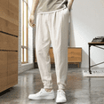 thumbnail image 3 of CHUANK Pantalon Court d'Été Mince en Lin pour Homme, Couleur Unie, Polyvalent, Bas Froncé, Style Coréen, Coton et Lin Frais, Décontracté, 3 of 6