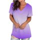 thumbnail image 4 of ICHUANYI Clearance Women's Fashion Printing Casual V-neck Short Sleeve Loose T-shirt Tops(Purple, L) ICHUANYI WER2023081113126, 4 of 4