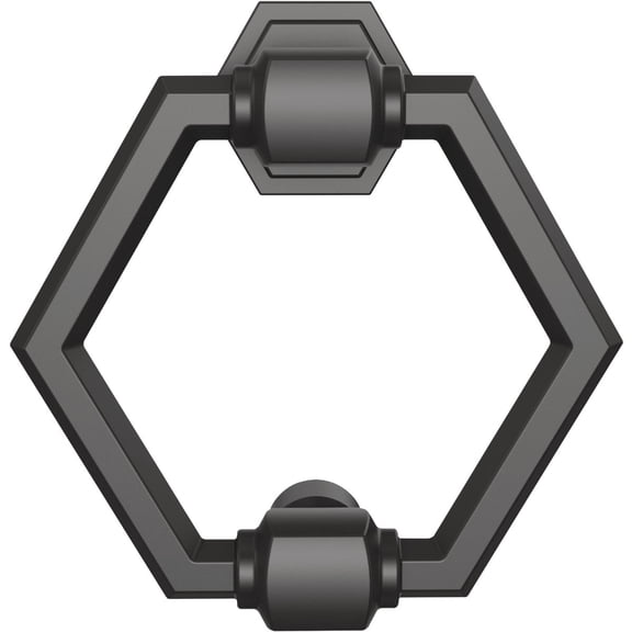National Hardware Powell Door Knocker Modern - Matte Black Zinc, Easy Installation, 4 in — Standard Mounting Hardware, Drop-In Replacement