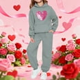 thumbnail image 2 of Girls Clothes 2 Piece Fashion Heart Print Spring Outfits Oversize Hoodid and Joggers Sweatsuit Sets with Pockets, 2 of 5