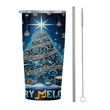 

Merry Melodies Music Christmas 20oz Tumbler Insulated Stainless Steel Water Bottle Portable Travel Coffee Tea Mug Cup