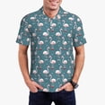 thumbnail image 2 of Balery Elegant Flamingo Printed Men’s Short Sleeve Polo Shirt, Midweight Men's Shirt,Golf Polo shirts -Small, 2 of 8