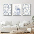thumbnail image 2 of Blue Flowers Wall Art Set of 3, Chinoiserie Floral Canvas Wall Decor, Botanical Wall Art, Blue-Purple Wildflower Pattern Prints, Blue and White Plant Painting for Bathroom Bedroom 12x16 In d, 2 of 7