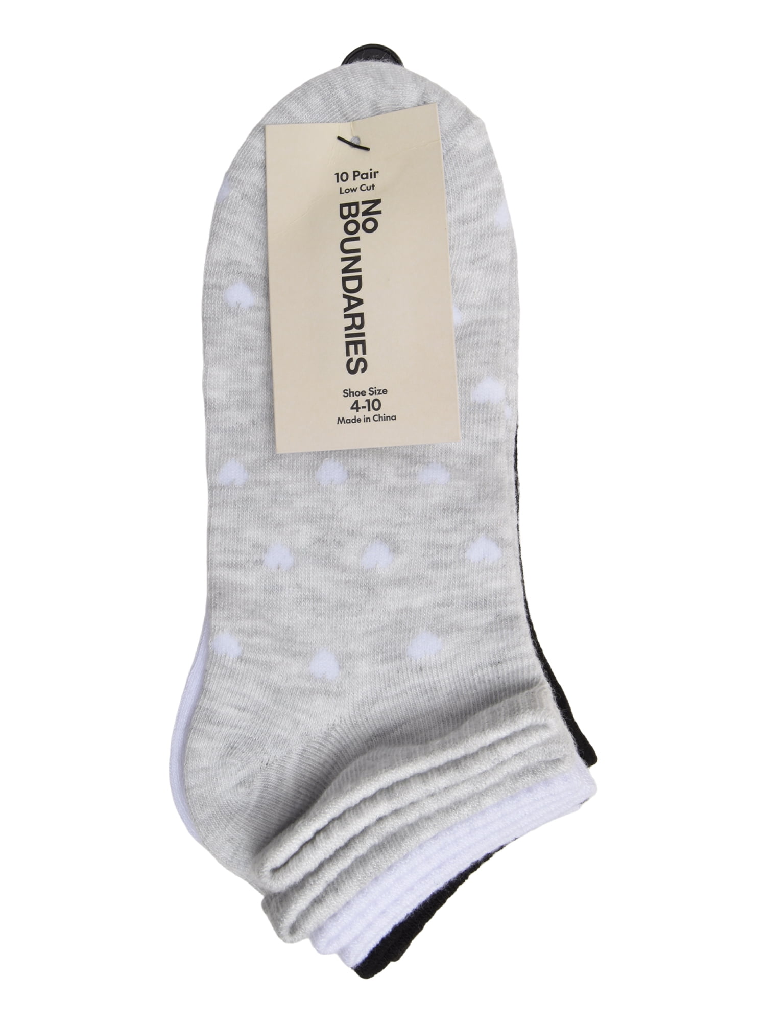 No Boundaries Women's Low-Cut Socks, 10-Pack, Sock Sizes 4-10