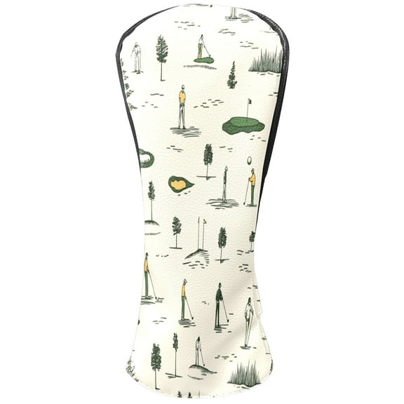 Golf Head Covers Leisure Sports Patterns for Driver, Wood & Hybrid, Premium Waterproof PU Leather with Plush Lining, Sporty Golf Gifts