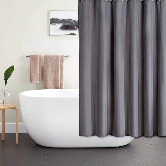 HCBY Solid Color Shower Curtain - Heavy-Duty Water Repellent Fabric with Rod Pocket, Hotel-Grade & Machine Washable for Easy Care(Dark Gray,70"x47")