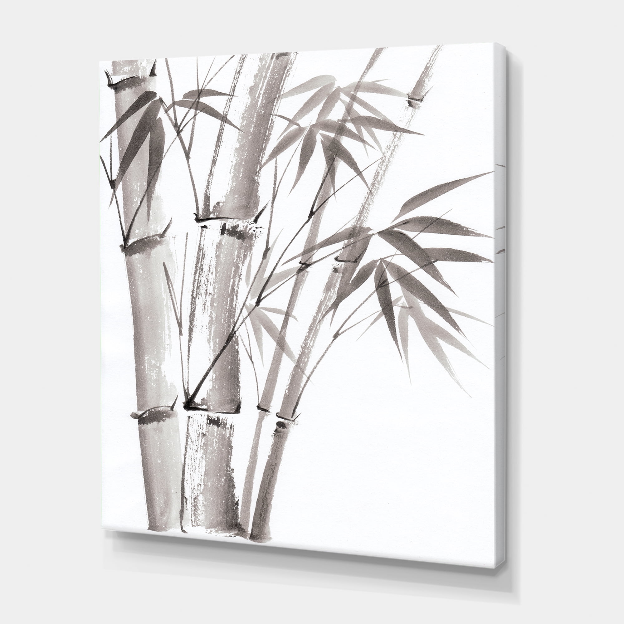Designart ' Palm Bamboo Detail On White III ' Traditional Canvas Wall Art Print