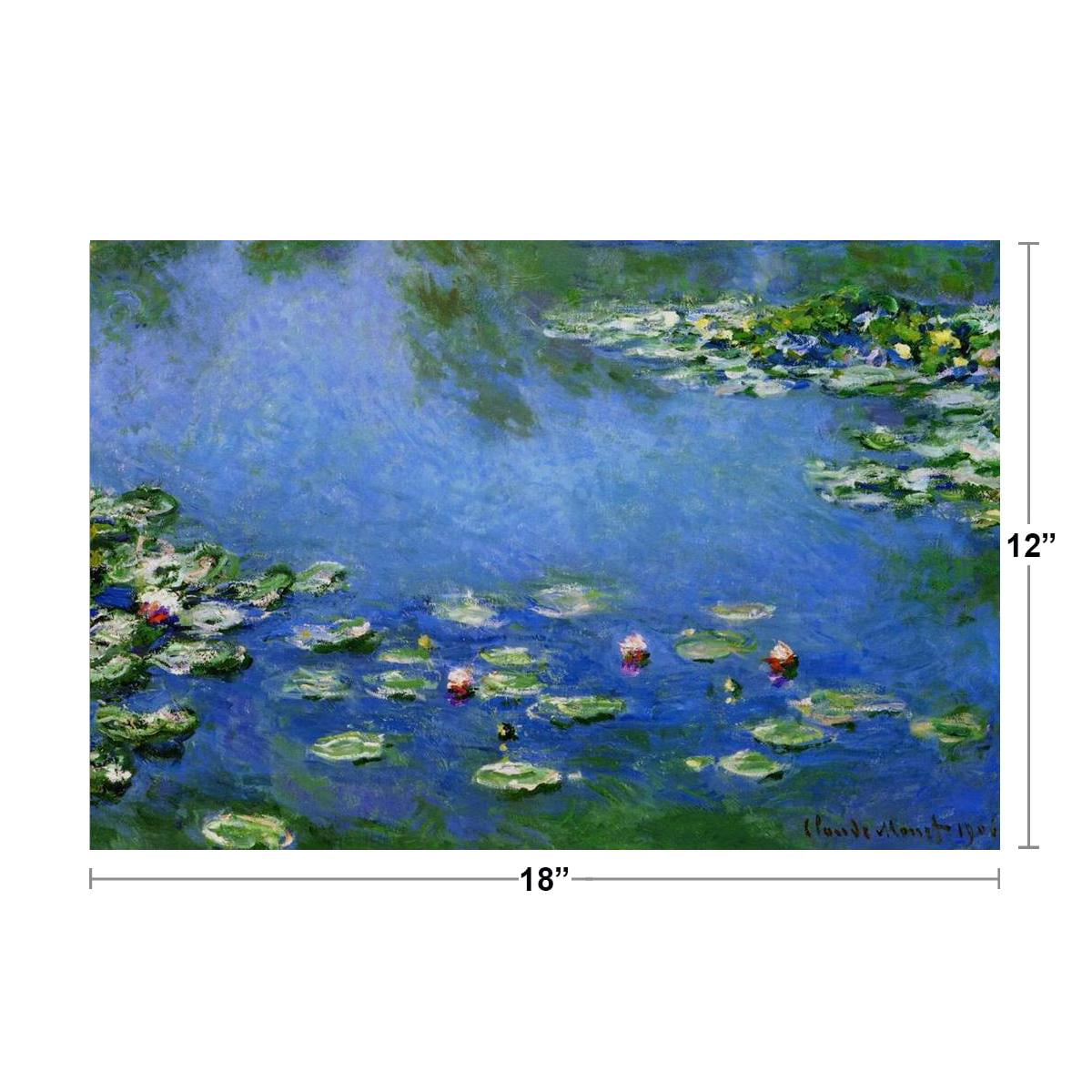 Claude Monet Water Lilies Nympheas 1906 Oil On Canvas French Impressionist  Painting Cool Wall Decor Art Print Poster 16x24