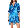 thumbnail image 1 of ITFABS Women Dress, Turn-down Collar Printing Half Sleeves One-piece, 1 of 3