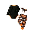 thumbnail image 5 of Qiylii Girl Halloween Pumpkin Print Long Sleeve Romper+Long Pants with Headband, 5 of 8