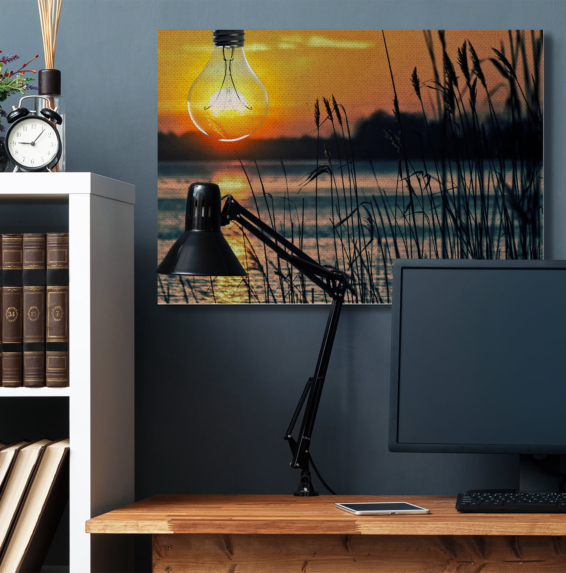 Stupell Home Décor Lightbulb Sun Lake Reeds Photograph Canvas Wall Art by Marcus Prime