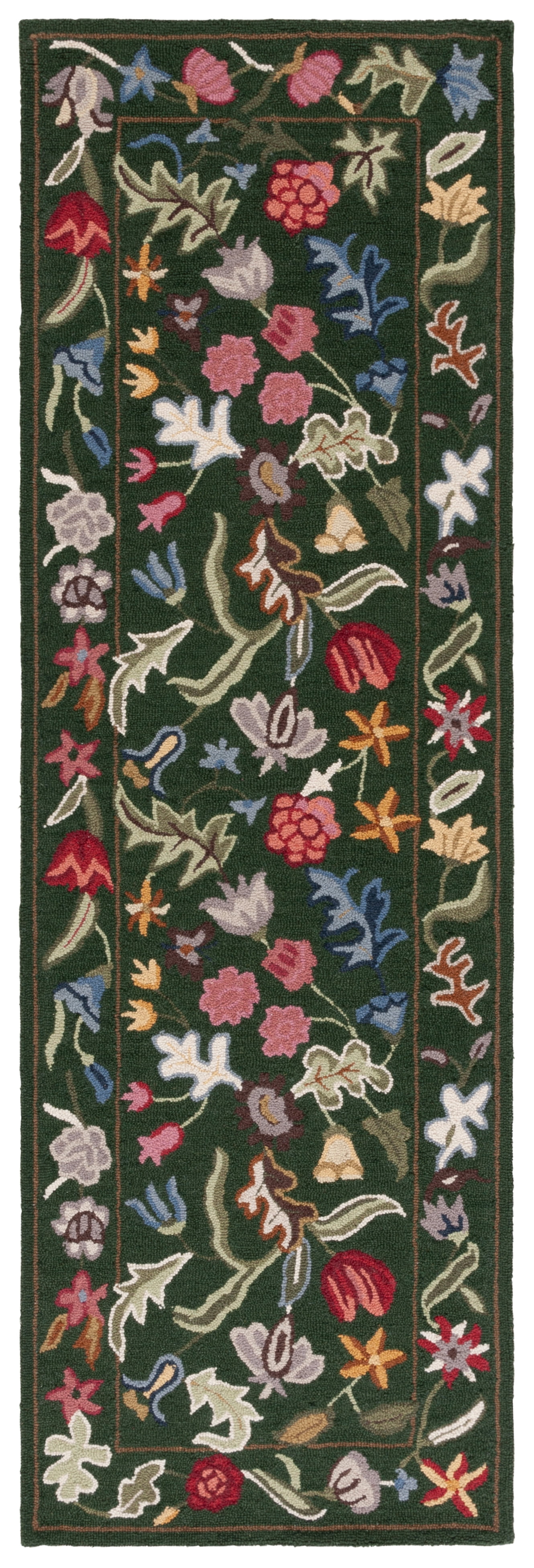 Safavieh Chelsea Mabelle Floral Wool Runner Rug, Green/Pink, 2'3" x 9'