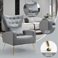thumbnail image 2 of Tufted Upholstered Velvet Armchair for Living room, Bedroom, Gray, 2 of 5