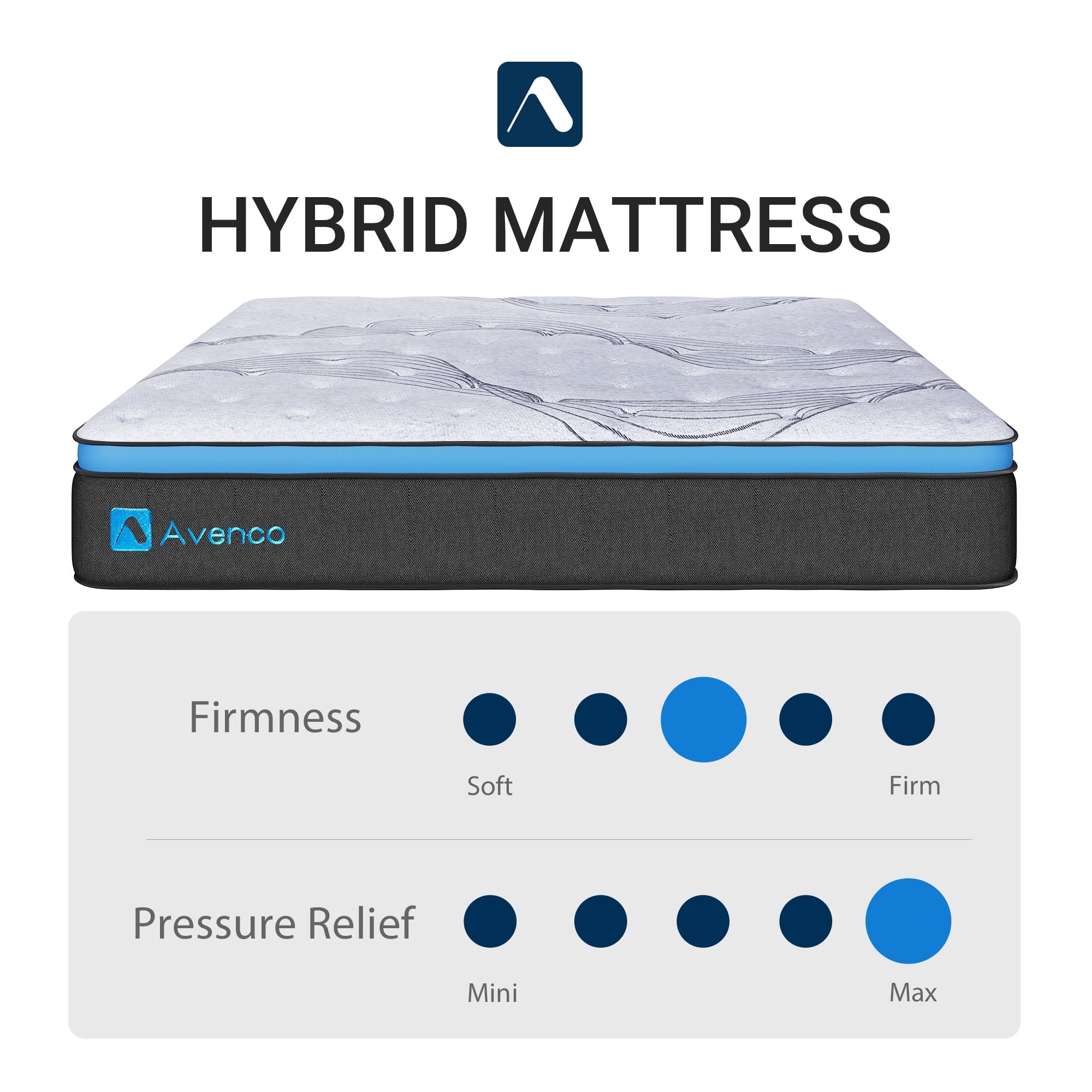 Avenco King Size Hybrid Mattress in a Box 12 Inch, Medium Firm