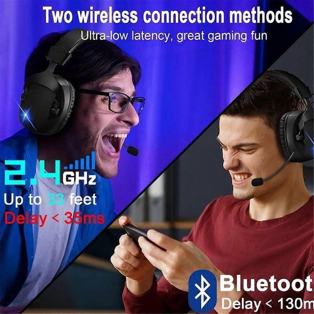 Wireless Gaming Headset with Mic 2.4G Bluetooth Headphone USB 3.5mm Wired 3 Modes for PC,Laptop,PS4