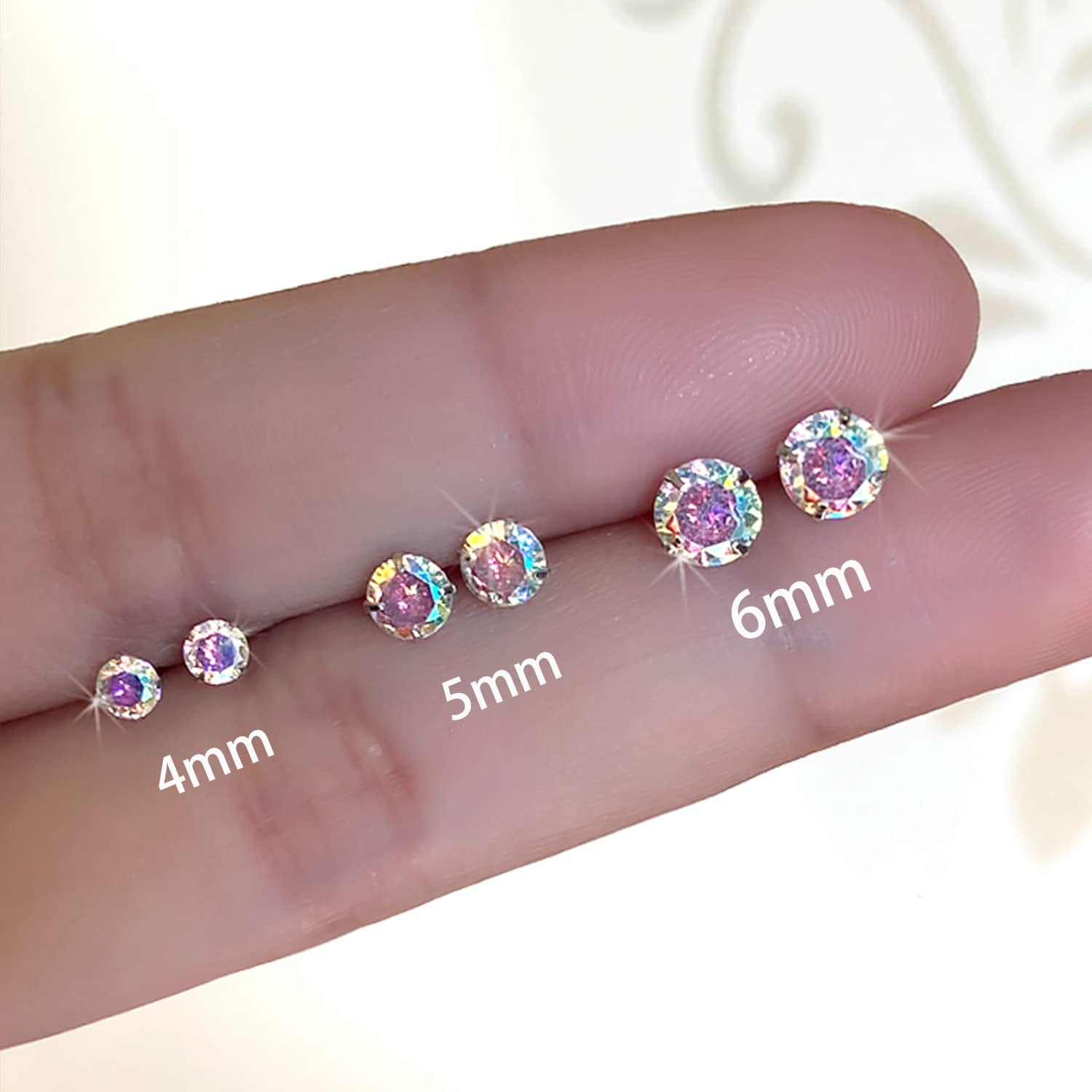 Titanium Screw Back Earrings Black Surgical Stainless Steel Rainbow Cubic  Zirconia Fake Diamond Flat Back Stud 316L Hypoallergenic for Sensitive Ear  for Women Men Teen CZ Twist Piercing Post 