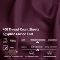 thumbnail image 4 of 400-Thread Count 100% Egyptian Cotton Lightweight Solid Sheet Set with Deep Pockets Plum / Cal King, 4 of 5