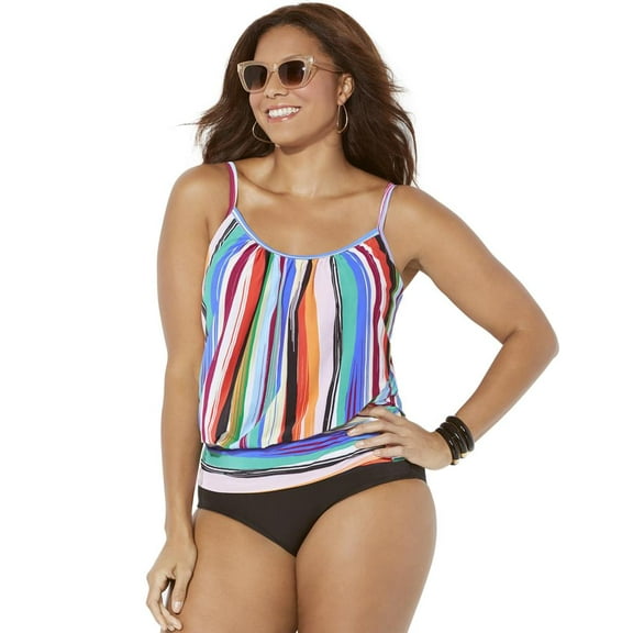 Swimsuits for All Lightweight Blouson Tankini Set