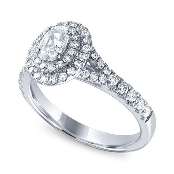 1 Carat Diamond Halo Engagement Ring in 14k White Gold (G-H, SI2-I1, cttw) Size 7