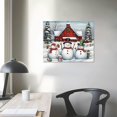 thumbnail image 3 of JEUXUS Snowman Christmas Canvas Wall Art: Farmhouse Christmas Decor Snowman Family Barn Picture Winter Holiday Farm Scene Poster Framed Home Decoration 20x16in, 3 of 4